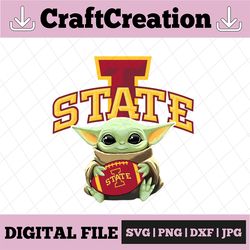 Baby Yoda with Iowa State Cyclones Football PNG,  Baby Yoda png, NCAA png, Sublimation ready, png files for sublimation