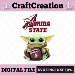 Baby Yoda with Florida State Seminoles Football PNG,  Baby Yoda png, NCAA png, Sublimation ready, png files for sublimat