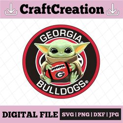 Baby Yoda with Georgia Bulldogs Football PNG,  Baby Yoda png, NCAA png, Sublimation ready, png files for sublimation