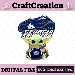 Baby Yoda with Georgia Southern Eagles Football PNG,  Baby Yoda png, NCAA png, Sublimation ready, png files for sublimat