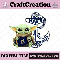 Baby Yoda with Navy Midshipmen Football PNG,  Baby Yoda png, NCAA png, Sublimation ready, png files for sublimation