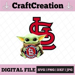 Baby Yoda with St Louis Cardinals Baseball PNG,  Baby Yoda MLB png, MLB png, Sublimation ready, png files for sublimatio