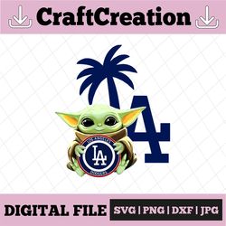 Baby Yoda with LA Dodgers Baseball ,  Baby Yoda MLB png, MLB png, Sublimation ready, png files for sublimation,printing