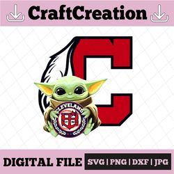 Baby Yoda with Cleveland Indians Baseball PNG,  Baby Yoda MLB png, MLB png, Sublimation ready, png files for sublimation