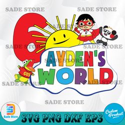Personalized name And Age Ryan's World Cartoon Characters Names svg, Birthday boy PNG, JPG, PDF