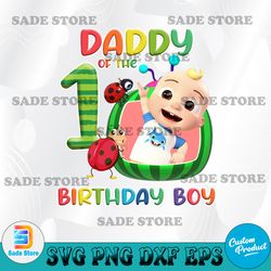 Daddy of the 1st birthday boy png, child party png, watermelon with ladybug png, digital download