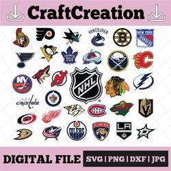 NHL Logo svg Bundle HOCKEY League Logo NHL logo Vector Printable Cut Files Clipart Digital Download Silhouette–eps,dxf,p