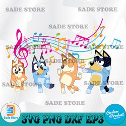 Bluey with music notes svg, Cricut, svg files, File For Cricut, For Silhouette, Cut File, Dxf, Png, Svg, Digital