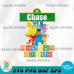 Name Sesame Squad svg, Cricut, svg files, File For Cricut, For Silhouette, Cut File, Dxf, Png, Digital Download
