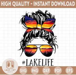 LakeLife - Messy Bun Mom - Digital Image PNG Digital Download for Sublimation