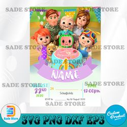 Happy birthday with family svg, family svg, coco-melon svg, birthday cake svg, Cut File, Dxf, Png, Svg, Digital Download