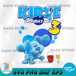 Personalized name and age with Blue's Clues svg, Birthday Boy svg, svg file, png, digital download
