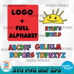 Alphabet with Ryan's world svg, Cricut, svg files, File For Cricut, For Silhouette, Cut File, Dxf, Png, Svg, Digital