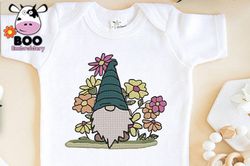 Gnome Among Flowers EmbroiderySpring Embroidery Designs