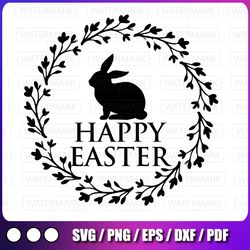 Happy Easter SVG, Easter Cut File for Cricut, Silhouette, Cameo Scan n Cut, Easter Bunny Ears Svg, Bunny Feet, Dxf