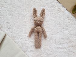 Crochet sleepy bunny soft baby toy stuffed rabbit woodland animal first birthday gift