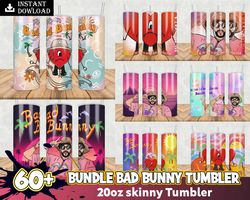 60 Bad Bunny 20oz Skinny Tumbler Sublimation Designs for Straight Tumbler Design,  PNG Digital Download