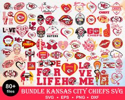 80  Kansas City Chiefs bundle svg, Chiefs bundle svg, Nfl svg, png, dxf, eps digital file