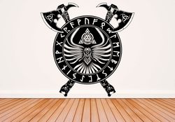 Scandinavian Mythology, Odin's Raven, The Shield And Weaponry Of The Ancient Vikings Wall Sticker Vinyl Decal Mural Art