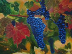 Grape painting Landscape with blue grapes 23*31 inch blue berry painting