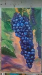 Blue grapes painting Grape art 19*31 inch blue berry painting