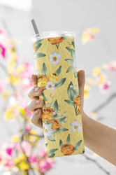 Pretty Yellow mothers Day tumbler Premium Skinny Tumbler wrap 20 ounce tumbler wrap png clipart image seamless image