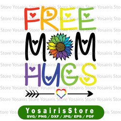 Free Mom Hugs Svg, Daisy Rainbow Heart LGBT Svg, Pride Month Svg, Pride Flower Svg, Equality Svg, Funny Gay Pride Svg