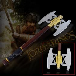 Battle axe of Gimli Golden Edition from The Lord of the rings Movie LOTR Collection, Gift for him,  Full Size Replica