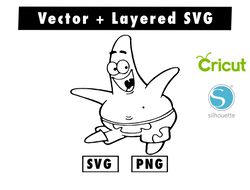 cartoon patrick star (spongebob squarepants)  svg, png files for cricut machine , anime svg , manga svg