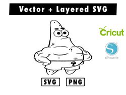 cartoon patrick star (spongebob squarepants) svg, png files for cricut machine , anime svg , manga svg
