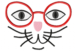 Cat Face with Glasses embroideryCats Embroidery Designs