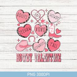 Retro Howdy Valentine PNG, Western Valentines PNG, Cowgirl Valentines PNG, Conversation Hearts PNG, Retro Valentines PNG