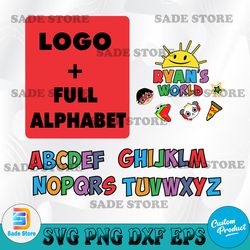 Alphabet with character Ryan's world svg, Cricut, svg files, File For Cricut, For Silhouette, Cut File, Dxf, Png, Svg