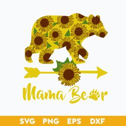 Mama Bear Sunflower Svg, Mother's Day Svg, Png Dxf Eps Digital File