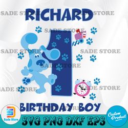 Customized name and age with Blue clue svg, clock svg, finger svg, Cricut, svg files, File For Cricut, For Silhouette