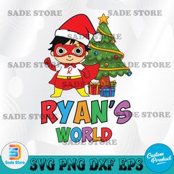 Ryan's world christmas svg, birthday girl svg, gift svg, tree svg, red hat svg, cricut, png, digital dowwnload