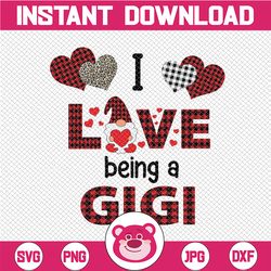 I Love Being A Gigi Gnome Heart Buffalo Plaid Png, Gnome Png, Gnome Gigi Png - INSTANT DOWNLOAD - Png Printable - Digita