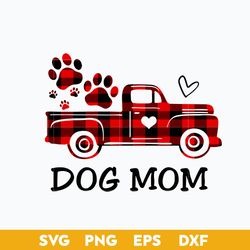 Dog Mom Svg, Dog Mom Paw Print Red Buffalo Plaid Svg, Mother's Day Svg, Png Dxf Eps Digital File