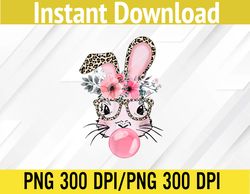 Cute Bunny With Leopard Glasses Bubblegum Easter Day Svg, Eps, Png, Dxf, Digital Download