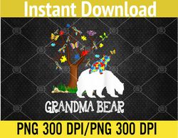 Autism Awareness Grandma Bear Support Autistic Adults PNG, Digital Download