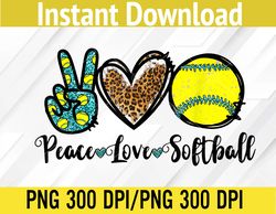 Peace Love Softball For Teen Girls Cute Leopard Softball PNG, Digital Download