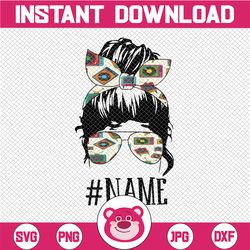 Personalized name Funny GigiLife png | GigiLife Skull with Glasses Messy Bun png Sassy Mom png Png Clipart Funny png Cri