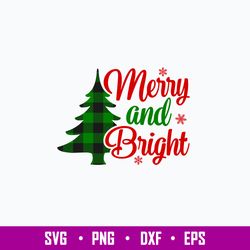 Merry And Bright Svg, Christmas Tree Svg, Png Dxf Eps File