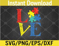 Love Puzzle Cute Autism Awareness Svg, Eps, Png, Dxf, Digital Download