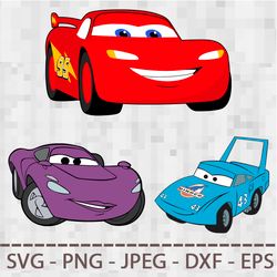 Cars 3 Lightning McQueen Holley Shiftwell Dinoco SVG  PNG JPEG  DXF Digital for Silhouette Studio Cricut Design