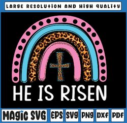 He Is Risen Leopard Rainbow Jesus Chris-ti-an Happy Easter Day Png, He Is Risen, Easter Bunny, Digital Download