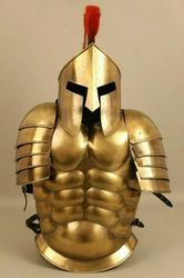 Medieval Roman Spartan Muscle Jacket With Spartan Helmet Set Steel Half Body Armor Best Halloween Gift