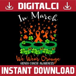 St Patrick's Day We Wear Orange Kidney Cancer Awareness PNG Sublimation Designs