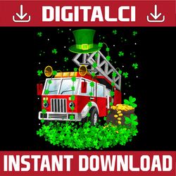 Funny Shamrock Leprechaun Hat Fire Truck St. Patrick's Day PNG Sublimation Designs