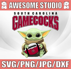 Baby Yoda with South Carolina Gamecocks Football PNG,  Baby Yoda png, NCAA png, Sublimation ready, png files for sublima